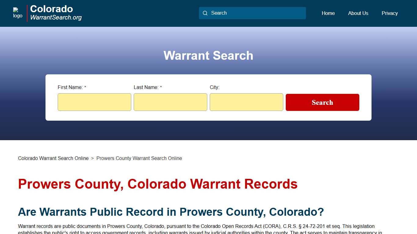 Prowers County, Colorado Warrant Search ColoradoWarrantSearch.org